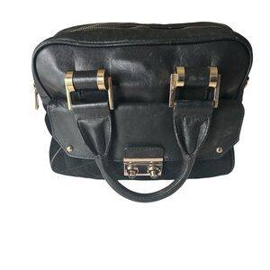 ASOS genuine leather satchel bag black